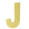 Détail de la lettre J dorée à paillettes pour décoration de fête de famille et accueil - Lettre J / Or