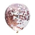 Ballon 30 ans transparent avec confettis or rose et motifs d'étoiles noires décoratives - 30ème Anniversaire / Paillettes Or Rose
