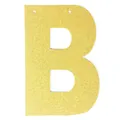 Close-up of glittery gold letter B banner decoration with hanging holes for party events - Letter B / Gold