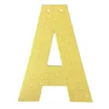 Detail of golden glitter letter A hanging ornament with pre-punched holes for party decor - Letter A / Gold