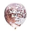 Ballon 40e anniversaire transparent avec confettis or rose et motif d'étoiles - 40ème Anniversaire / Paillettes Or Rose