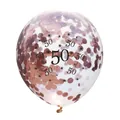 Ballon transparent 50ème anniversaire avec confettis or rose et impression de chiffres - 50ème Anniversaire / Paillettes Or Rose