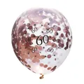Ballon en latex transparent de 12 pouces avec confettis rose doré et numéro 60 - 60ème Anniversaire / Paillettes Or Rose