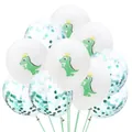 12-Zoll Dinosaurier-Luftballons und grüne Konfetti-Ballons für Geburtstagsdekoration - Weißer Dinosaurier Und Transparente Grüne Konfetti Luftballons