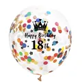 Transparent 18th birthday confetti balloon with colorful sequins and black art font crown - 18th Birthday-Multicolor Confetti