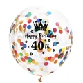 Transparent 40th birthday balloon with colorful confetti and happy birthday crown print - 40th Birthday-Multicolor Confetti