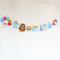 Creative 100 days baby birthday banner party decoration with cartoon cake and balloon - Blue 100 Days Theme (100 Days Celebration)
