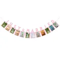 Pink Just Married photo banner with 12 frames for wedding reception decoration - Pink Wedding Photo Wall (JUST MARRIED)