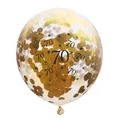 Ballon 12 pouces en latex transparent avec chiffre 70 et paillettes dorées de fête - 70ème Anniversaire / Paillettes Dorées