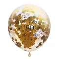 Ballon transparent 12 pouces avec chiffre 80, étoiles et confettis dorés décoratifs - 80ème Anniversaire / Paillettes Dorées