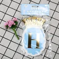 Blue Happy Birthday banner card featuring gold crown and letter H for party decor - Blue with Ballet Crown