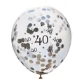 Ballon transparent 12 pouces avec confettis argentés et chiffre 40 pour décoration - 40ème Anniversaire / Paillettes Argentées