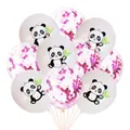12 inch latex balloons featuring cute panda prints and colorful decorative sequins - Panda With Rose Red Confetti