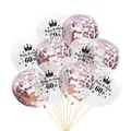 60th Birthday balloon set with rose gold confetti and Happy Birthday crown print - 12 Inch / 60 Years Old + Rose Gold Confetti