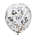 Ballon 12 pouces transparent 60ème anniversaire avec confettis dorés et chiffre 60 - 60ème Anniversaire / Paillettes Argentées