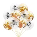 Transparent 18th birthday confetti balloons with gold sequins and crown design - 12 Inch / 18 Years Old + Gold Confetti