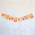 Colorful ice cream and clown party banner garland on string for summer celebration - Rectangular Popsicle Banner
