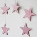 Rosa Glitzer Stern Girlande mit schimmernden Pailletten für Hochzeits- und Partydeko - Glitzer Roségold Stern Girlande / Roségold