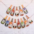 Striscione Happy Birthday a forma di bottiglie di birra per decorazioni da festa - Striscione Compleanno Stile Bottiglia di Birra