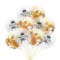 Golden 50th birthday balloon set with crown prints and sparkling gold confetti - 12 Inch / 50 Years Old + Gold Confetti