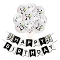 Panda birthday party decorations set with panda balloons and Happy Birthday banner - Panda Banner With Silver Sequin Balloons / Silver