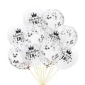 8-pack of 18th birthday confetti balloons with silver and black sequins and crown logo - 12 Inch / 18 Years Old + Silver Confetti