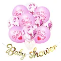 Babyparty-Deko-Set mit rosa OH Baby Ballons, Pailletten und goldener Girlande - Rosa Babyparty Banner Luftballons