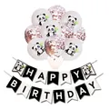 Cute panda birthday party decoration set with latex balloons and happy birthday banner - Panda Banner With Rose Gold Sequin Balloons / Rose Gold