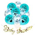 Baby Shower Deko Set mit Oh Baby Ballons und goldenem Banner für Jungen und Mädchen - Blau Babyparty Banner Luftballons