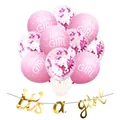 Deko-Set It's a Girl in Rosa und Gold mit Latexballons und glitzerndem Partybanner - Rosa Spiegelbanner Rosa Luftballons