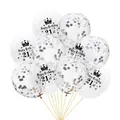 Golden and silver confetti balloons with black Happy Birthday 21st crown print - 12 Inch / 21 Years Old + Silver Confetti