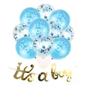 Deko-Set für Babyparty Junge mit blauen Ballons und goldenem It's a boy Banner - Blau Spiegelbanner Blaue Luftballons