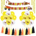 Construction party decor set with excavator banners, themed balloons and festive tassels - Construction Theme Design One