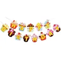Happy Birthday banner featuring colorful cupcake cutouts with cherry and strawberry details - Cupcake Banner