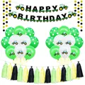 Construction excavator theme birthday party set with banners, balloons, and tassels - Construction Theme Design Three