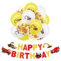 Construction excavator themed birthday party set with balloons and happy birthday banner - Construction Theme Design Five