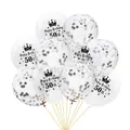 50th birthday party balloon set with confetti and crown print decorations - 12 Inch / 50 Years Old + Silver Confetti
