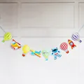 Detail van de ruimtebanner met astronaut, raket en vliegtuigen voor kinderfeestjes - Astronaut Luchtballon Banner