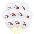 Detailansicht weißer Latexballons mit bunten Cartoon-Bagger-Aufdrucken für Feste - Weißer Bagger-Stil (Bagger-Ballon-Set 8)