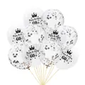 60th Birthday balloons set with gold confetti and black crown printed pattern - 12 Inch / 60 Years Old + Silver Confetti