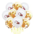 10er-Pack Bagger-Thema Luftballons mit Cartoon-Mustern und goldenen Pailletten Dekorationen - Weißer Bagger & Goldene Pailletten-Stil (Bagger-Ballonset 9)