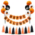 Set decorativo de Halloween con pancartas Happy Halloween y globos temáticos - Nuevo Set de Banner Temático Naranja de Halloween