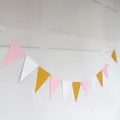 Pink white and gold glitter triangle bunting banner for birthday party decoration - Pink White Gold Triangle / Pink/White/Gold