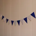 Blue and white chevron triangle bunting banner for birthday party atmosphere decoration - Striped Silver and Navy Blue Triangle / Silver / Navy Blue