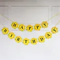 Striscione Happy Birthday girasole con bandierine gialle e foglie per decorazioni di feste - Banner Girasole