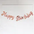 Roségoldene Happy Birthday Girlande mit metallischem Spiegeleffekt für die Party - Neues Skript Happy Birthday - Roségold