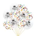 Set of clear 21st birthday balloons with confetti, crown prints, and gold ribbons - 12 Inch / 21 Years Old + Colorful Confetti