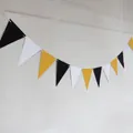 Glittering gold, black and white triangle bunting banner for birthday party decoration - Black White Gold Triangle / Black/White/Gold