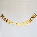 Pancarta dorada Happy Wedding para decoración festiva de pared de boda - Estilo Happy Wedding Dorado