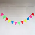 Colorful festive bunting garland with high-saturation pink, blue and yellow flags - Fluorescent Triangle Banner / Fluorescent Multi-color